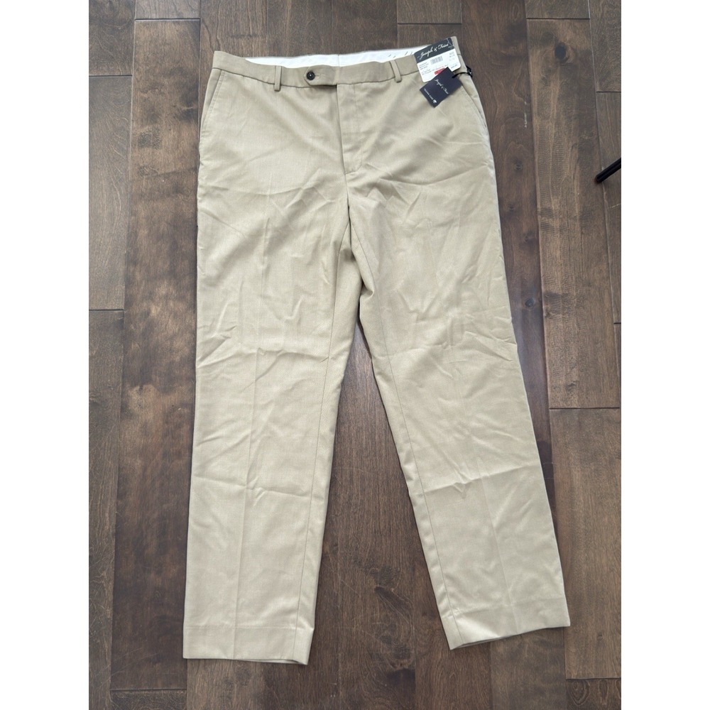 Joseph & Feiss Men's Khaki Classic Fit Dress Pants 38X32 Flat Front Wool Blend